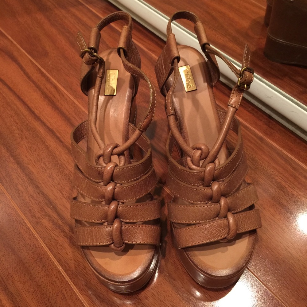 CHLOE leather wedge